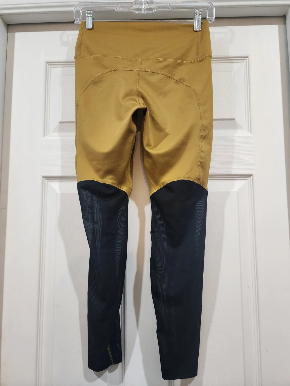 Nike Womens Mustard and Black Performance Leggings with White Stripe